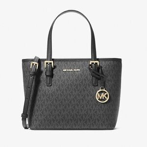 Michael Kors Black Jet Set Travel Extra-Small Logo Top-Zip Tote Bag